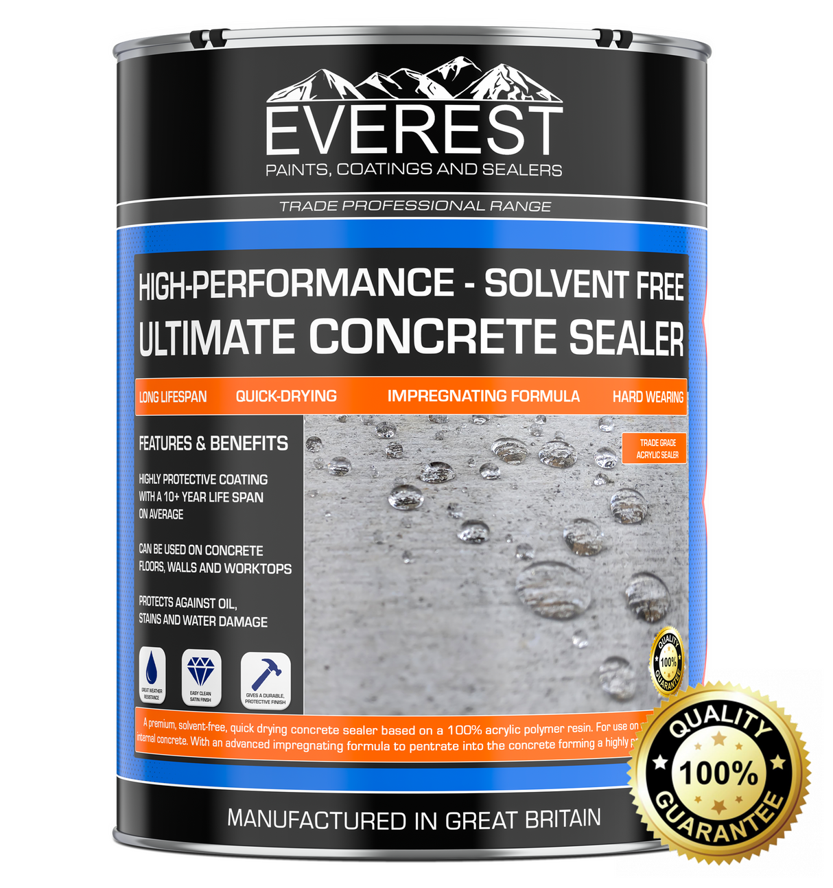 Everest Trade - Scellant Ultime pour Béton - Sans Solvant - Formule Imprégnante - Intérieur & Extérieur