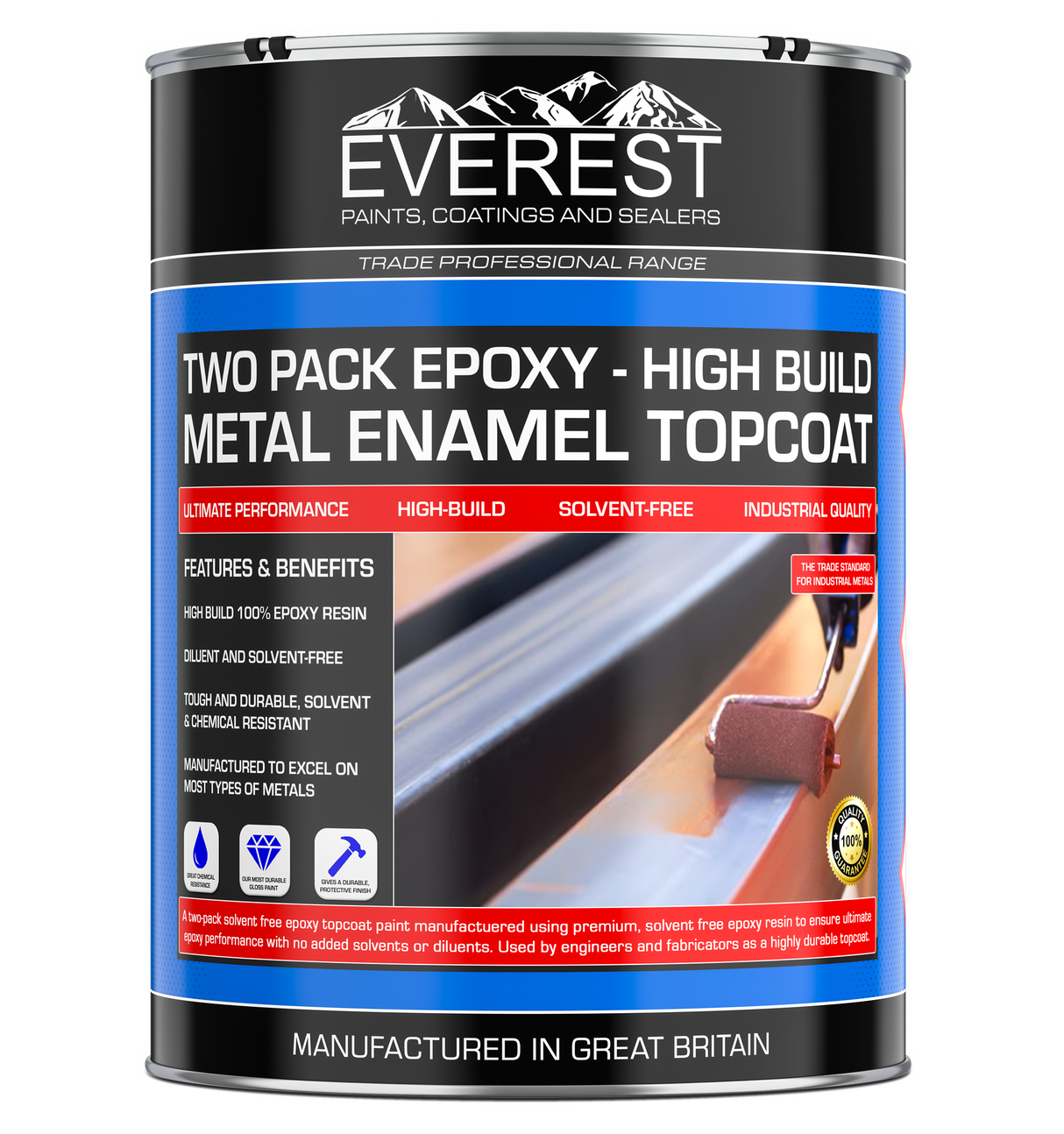 Everest Paints - Epoxid-Decklack für Metall - Lösungsmittelfreier Zweikomponenten-Epoxidlack